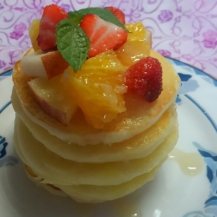 HMでしっとりもちもち卵なしホットケーキ☆